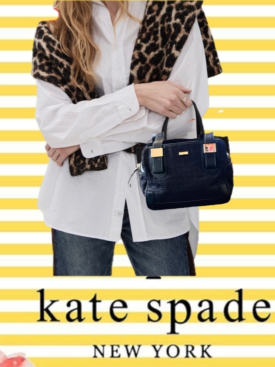 kate spade Handbags - Kate Spade Jacquard &
Leather Shoulder Bag with Structured Designed preloved ❤️